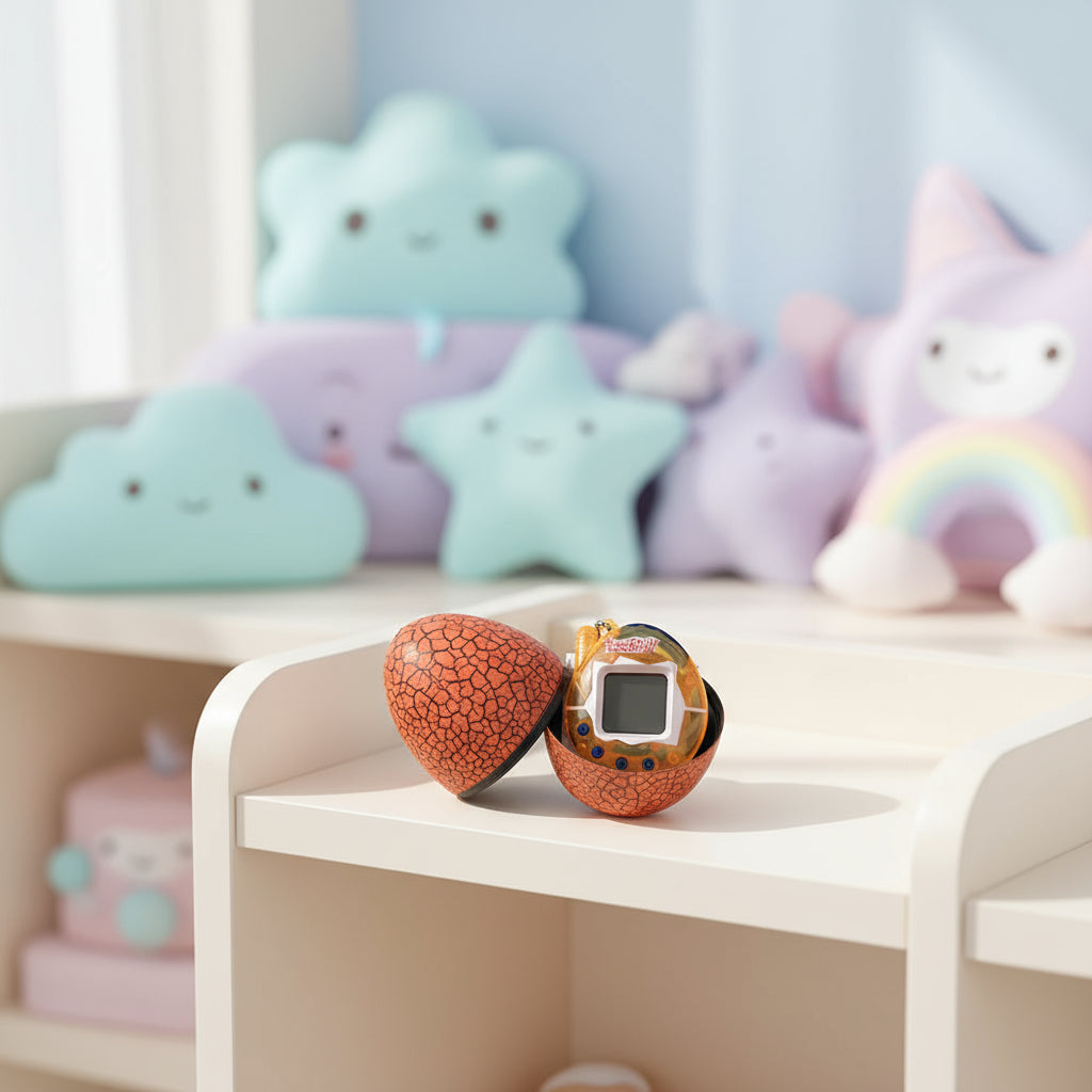 Basketball-shaped device with a screen on a white background